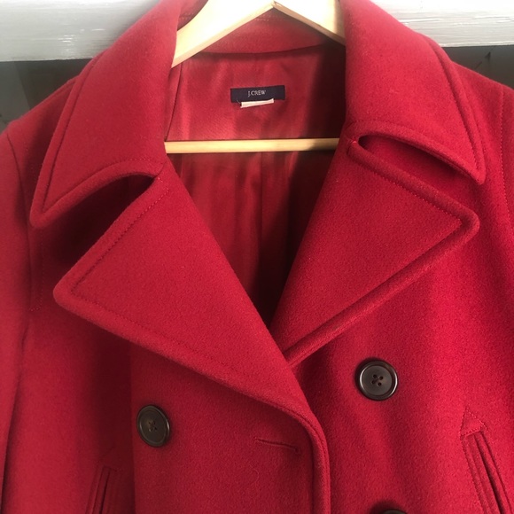 J. CREW Red Melton Double Breasted Peacoat Wool Blend Size Medium - Picture 5 of 5